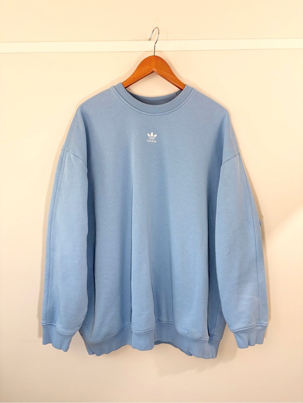 Adidas light blue oversized sweatshirt